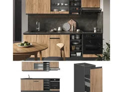 Mueble de cocina oro power roble/antracita 240x46x81.6 r-line