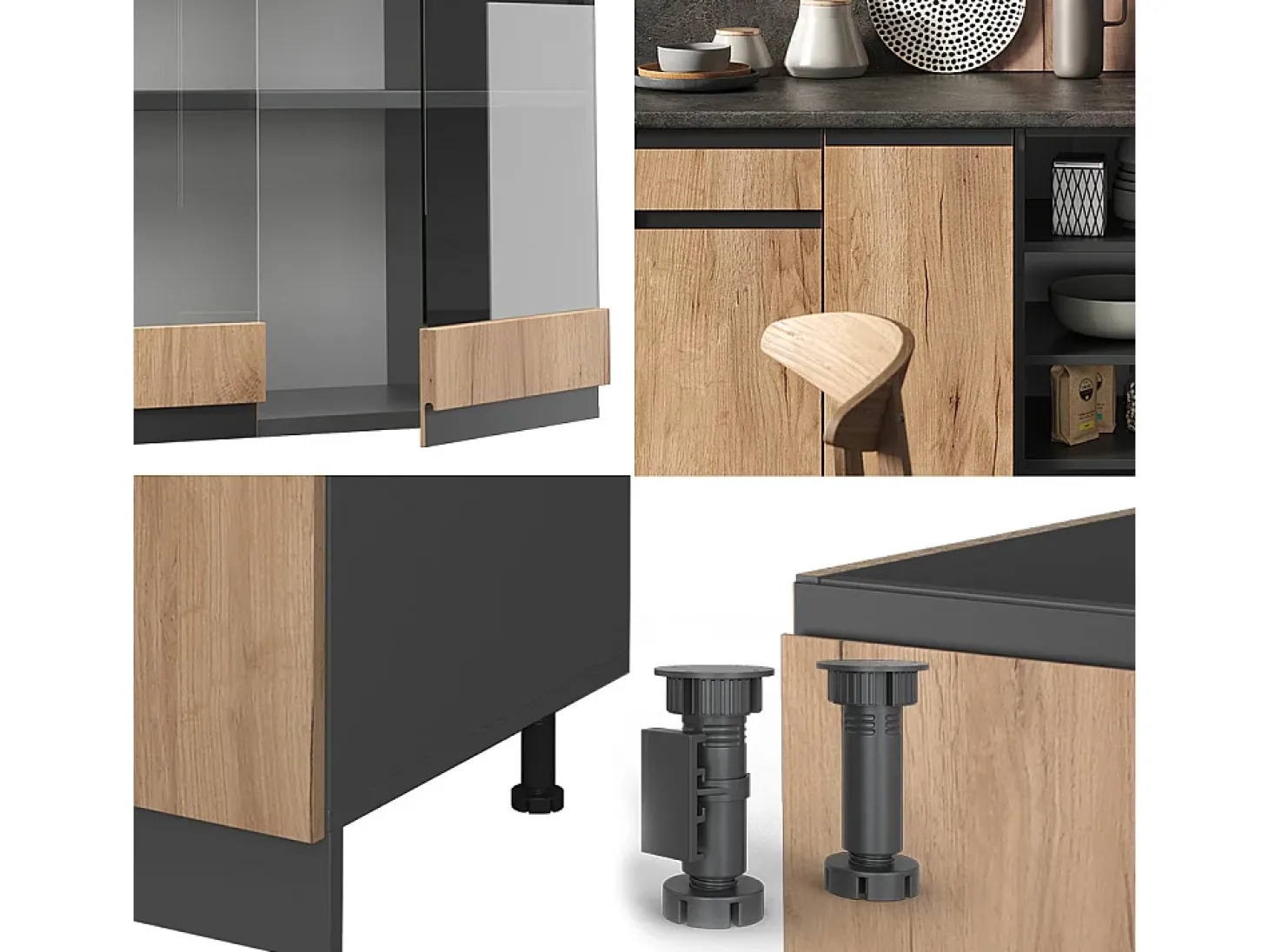 Mueble de cocina oro power roble/antracita 240x46x81.6 r-line