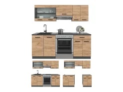 Mueble de cocina oro power roble/antracita 200x46x81.6 r-line