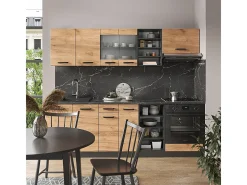 Mueble de cocina oro power roble/antracita 240x60x81.6 r-line