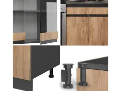 Mueble de cocina oro power roble/antracita 200x46x81.6 r-line