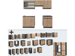 Mueble de cocina oro power roble/antracita 200x46x81.6 r-line