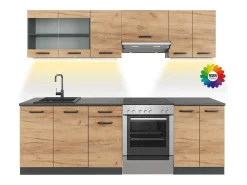 Mueble de cocina oro power roble/antracita 240x60x81.6 raul