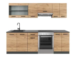 Mueble de cocina oro power roble/antracita 240x60x81.6 raul
