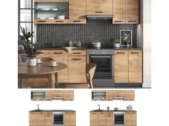Mueble de cocina oro power roble/antracita 240x60x81.6 raul