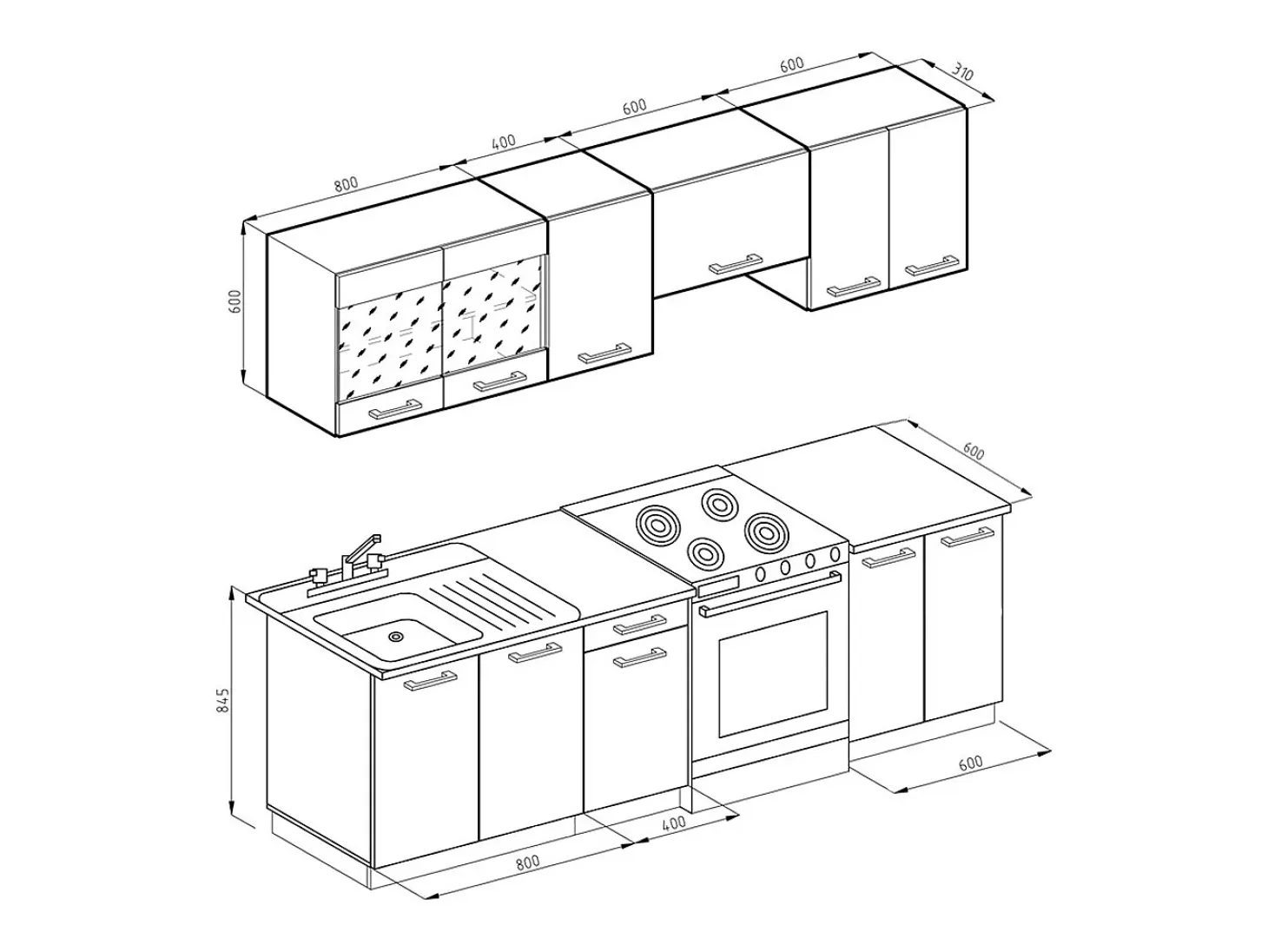 Mueble de cocina oro power roble/antracita 240x60x81.6 raul