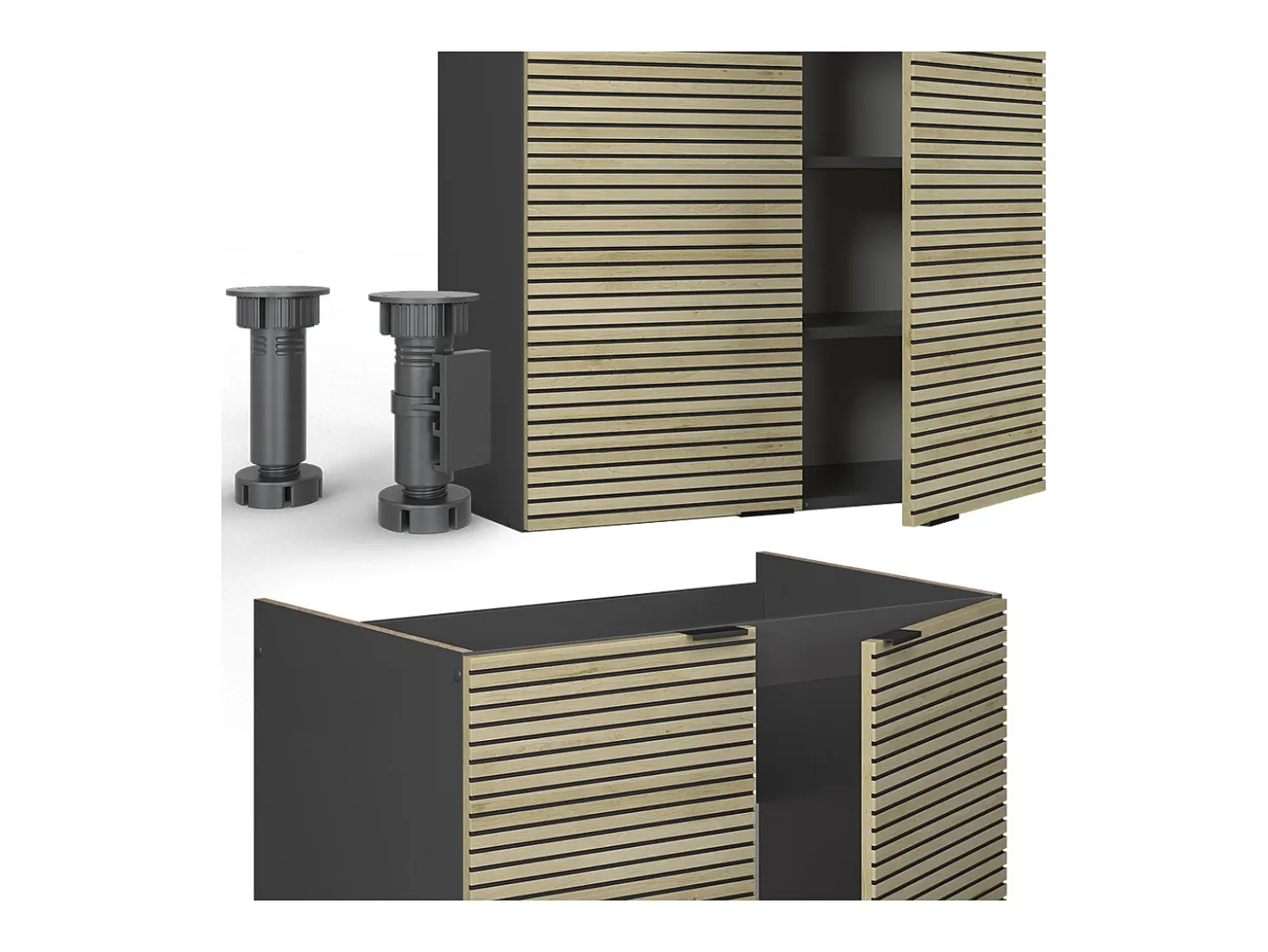 Mueble de cocina panel de roble/antracita 235x60x81.6 fame-line