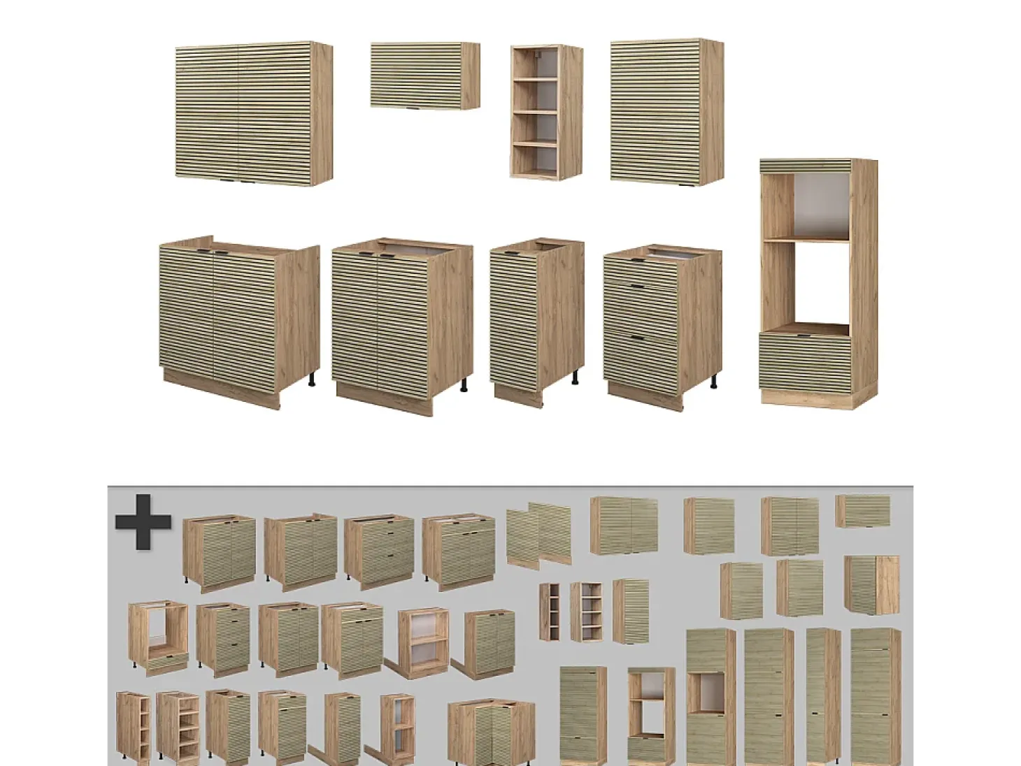 Mueble de cocina panel de roble/roble goldkraft 280x46x81.6 fame-line