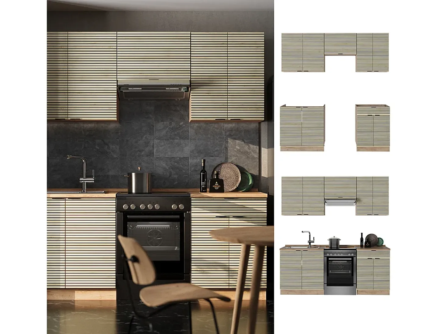 Mueble de cocina panel de roble/roble goldkraft 200x46x81.6 fame-line