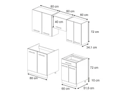 Mueble de cocina panel de roble/roble goldkraft 200x46x81.6 fame-line