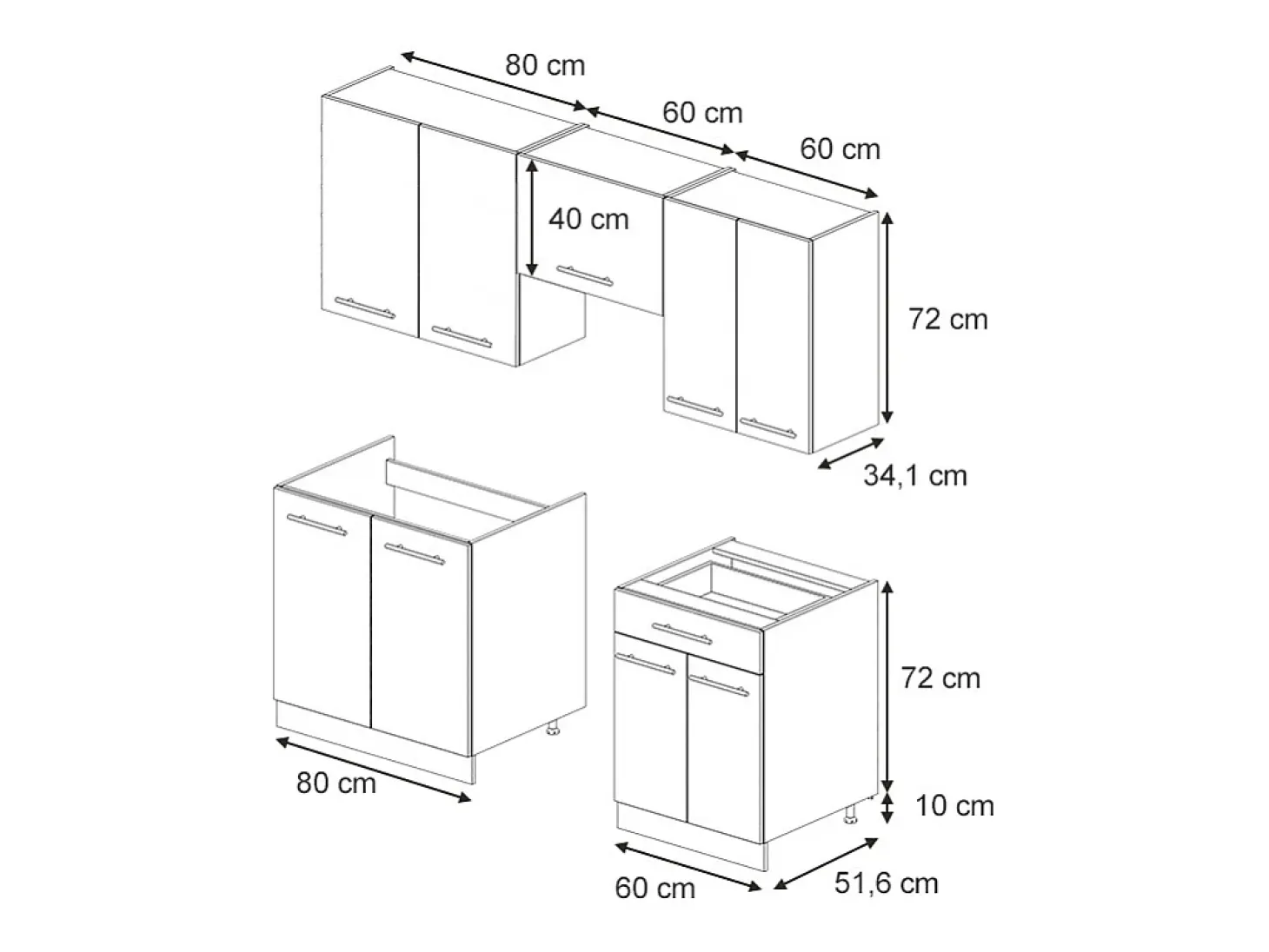Mueble de cocina panel de roble/roble goldkraft 200x46x81.6 fame-line