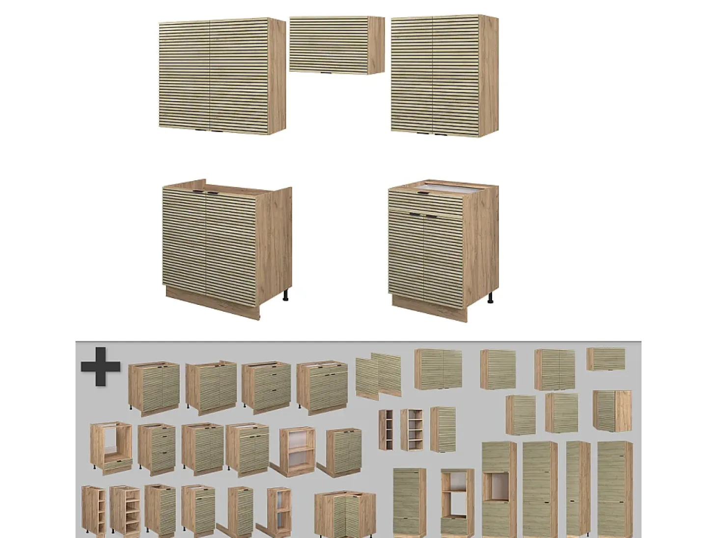 Mueble de cocina panel de roble/roble goldkraft 200x46x81.6 fame-line
