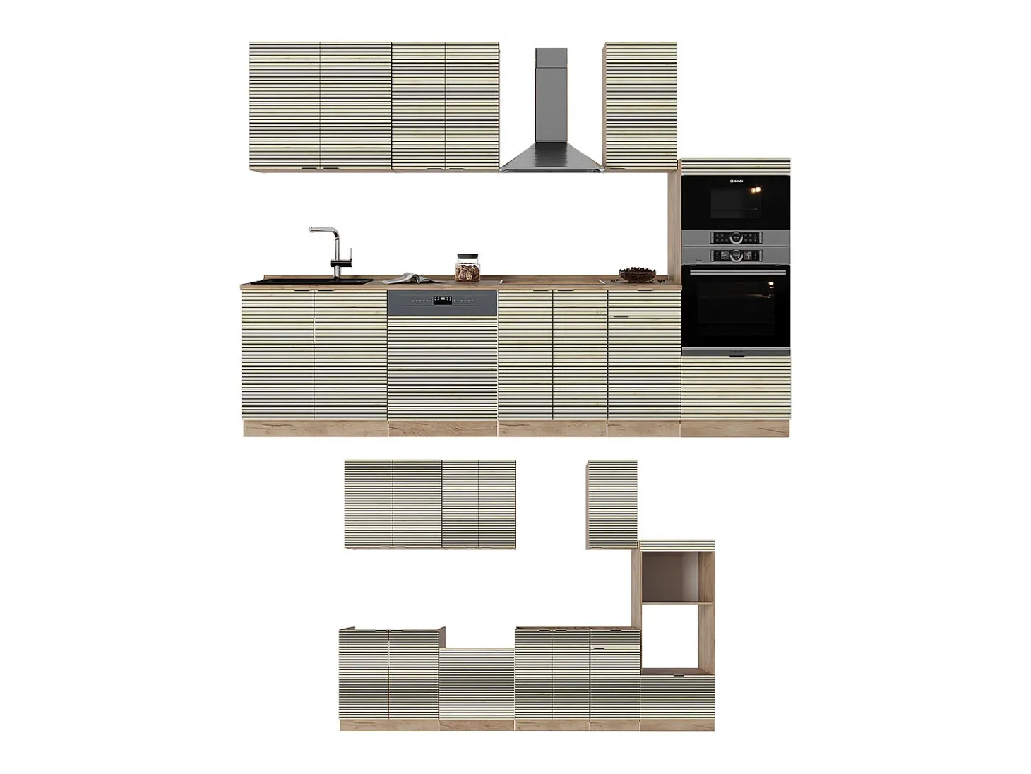 Mueble de cocina panel de roble/roble goldkraft 300x60x81.6 fame-line