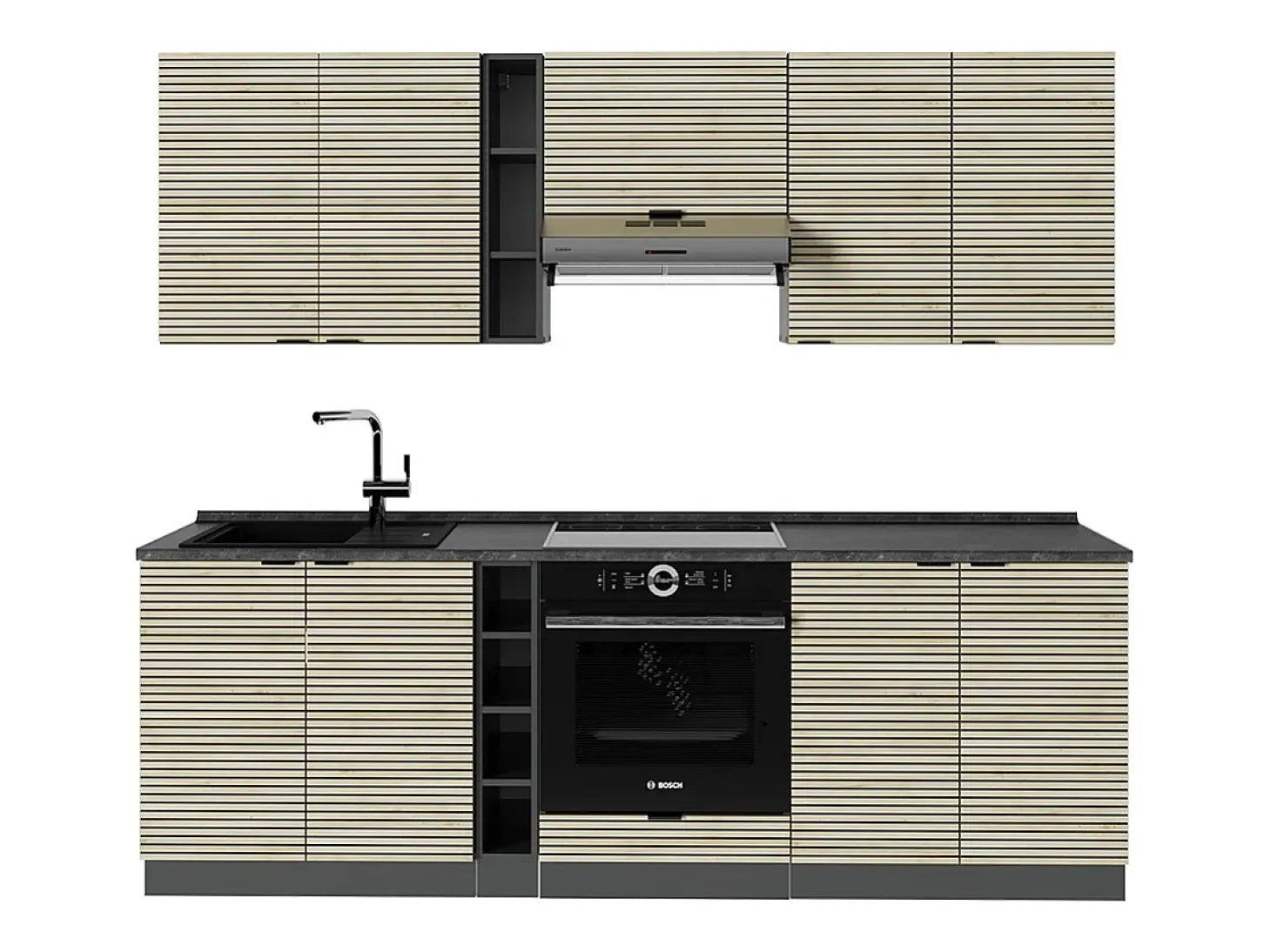 Mueble de cocina panel de roble/antracita 235x46x81.6 fame-line