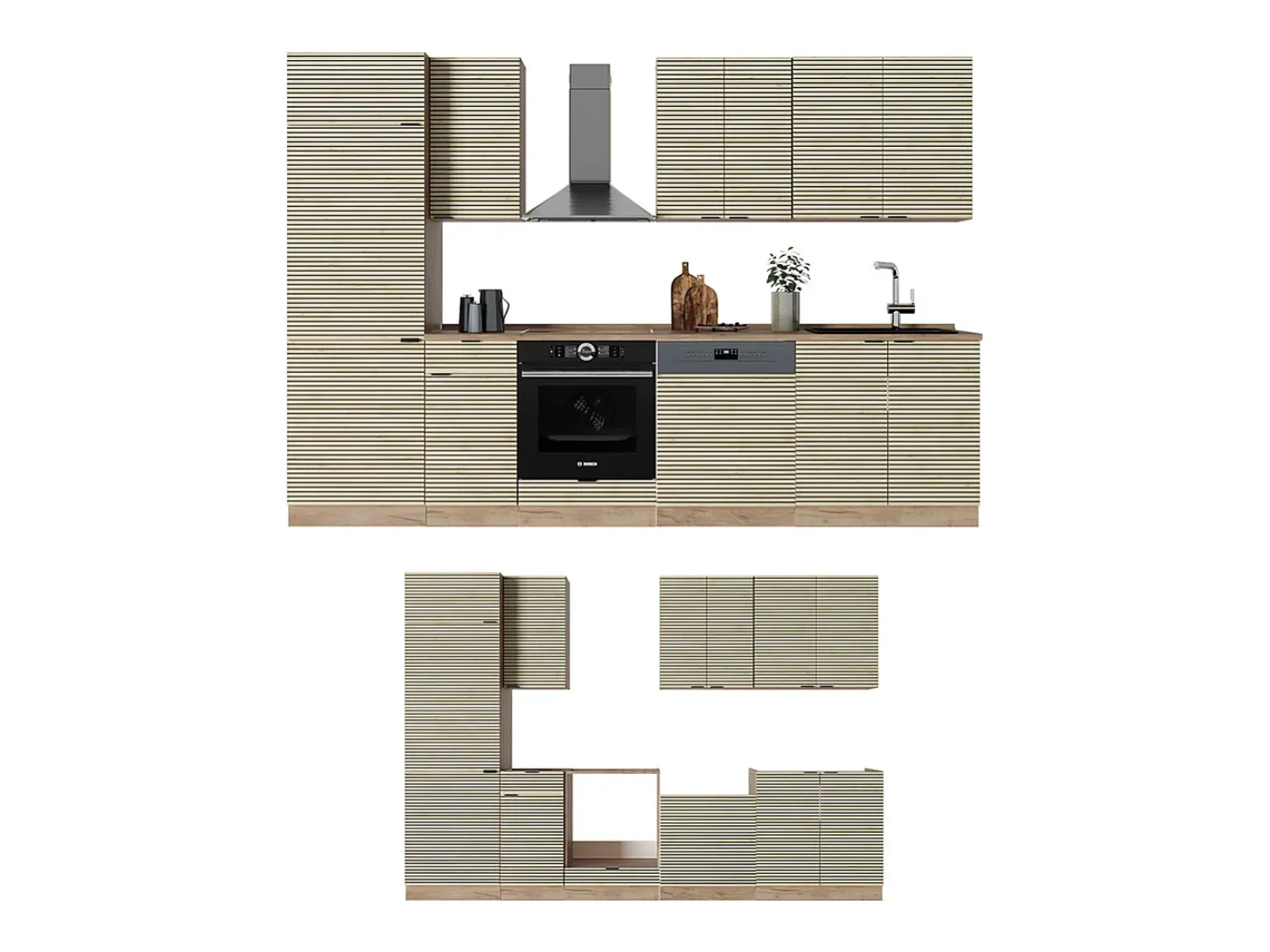 Mueble de cocina panel de roble/roble goldkraft 300x60x81.6 fame-line