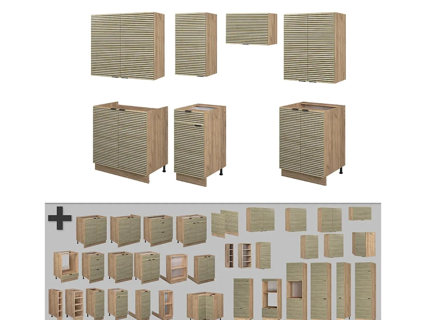 Mueble de cocina panel de roble/roble goldkraft 240x60x81.6 fame-line