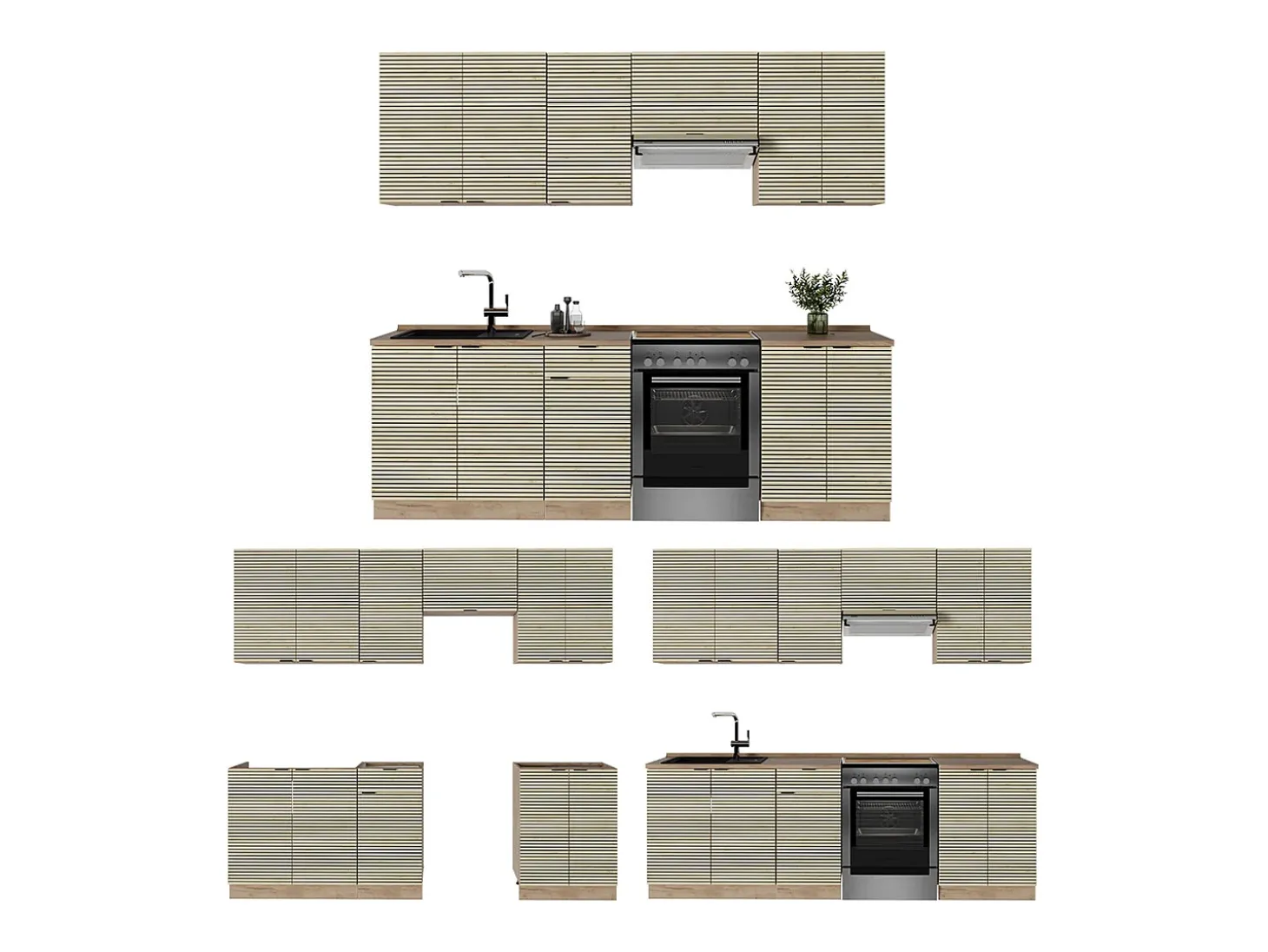 Mueble de cocina panel de roble/roble goldkraft 240x60x81.6 fame-line