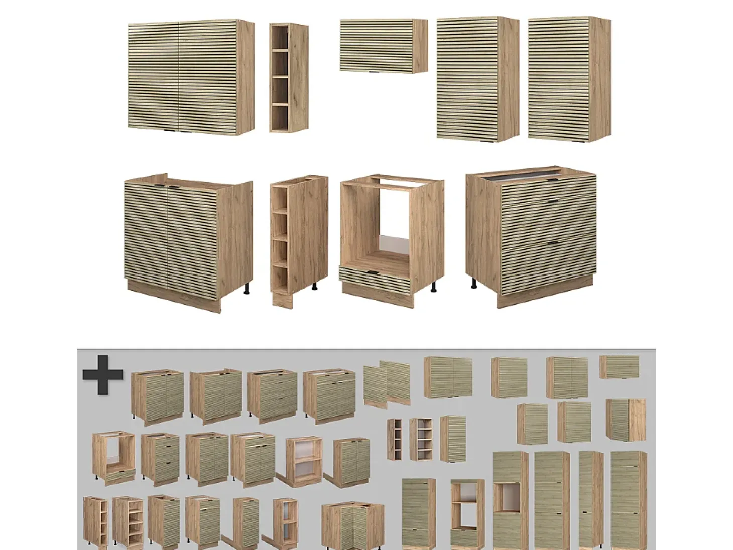 Mueble de cocina panel de roble/roble goldkraft 235x60x81.6 fame-line