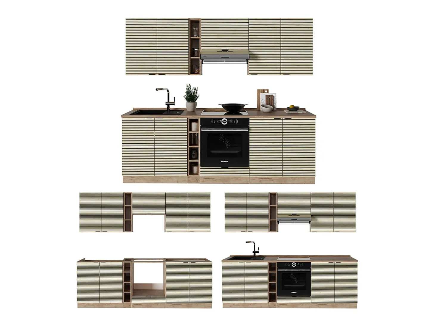 Mueble de cocina panel de roble/roble goldkraft 235x60x81.6 fame-line