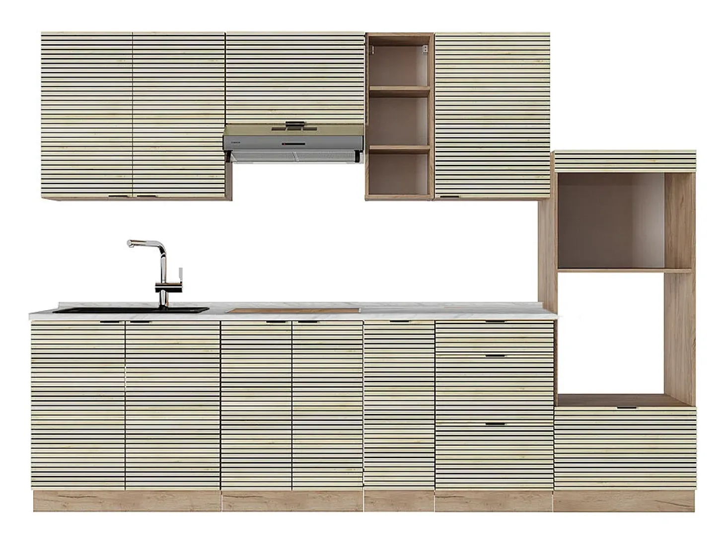 Mueble de cocina panel de roble/roble goldkraft 280x60x81.6 fame-line