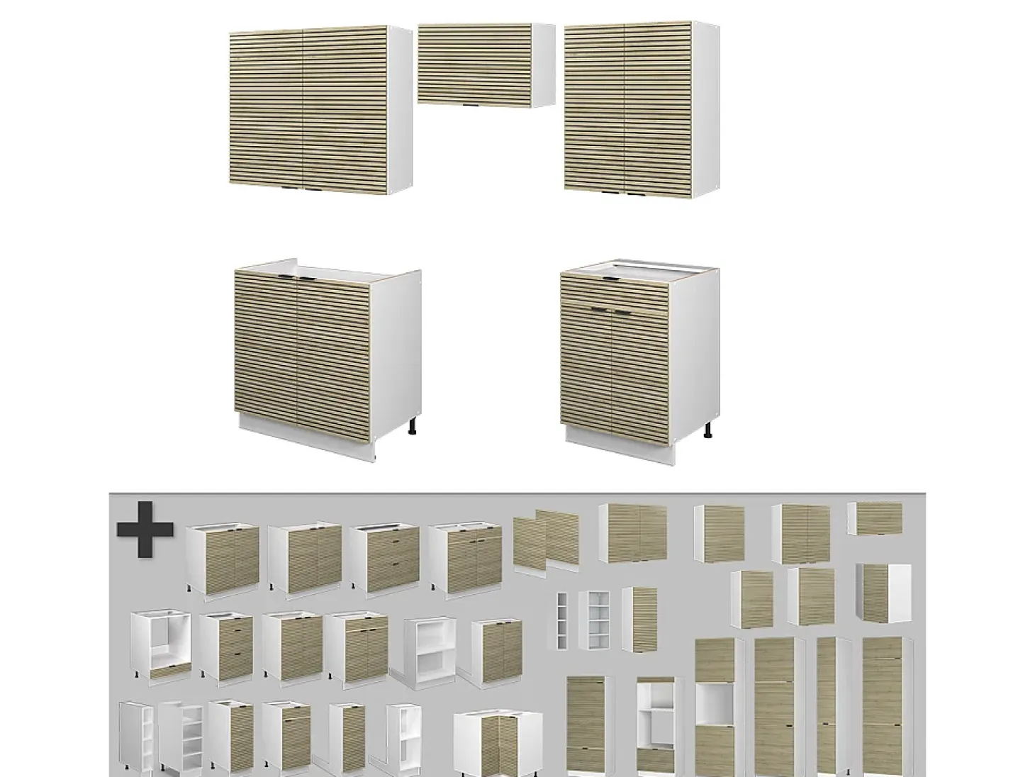 Mueble de cocina panel roble/blanco 200x60x81.6 fame-line