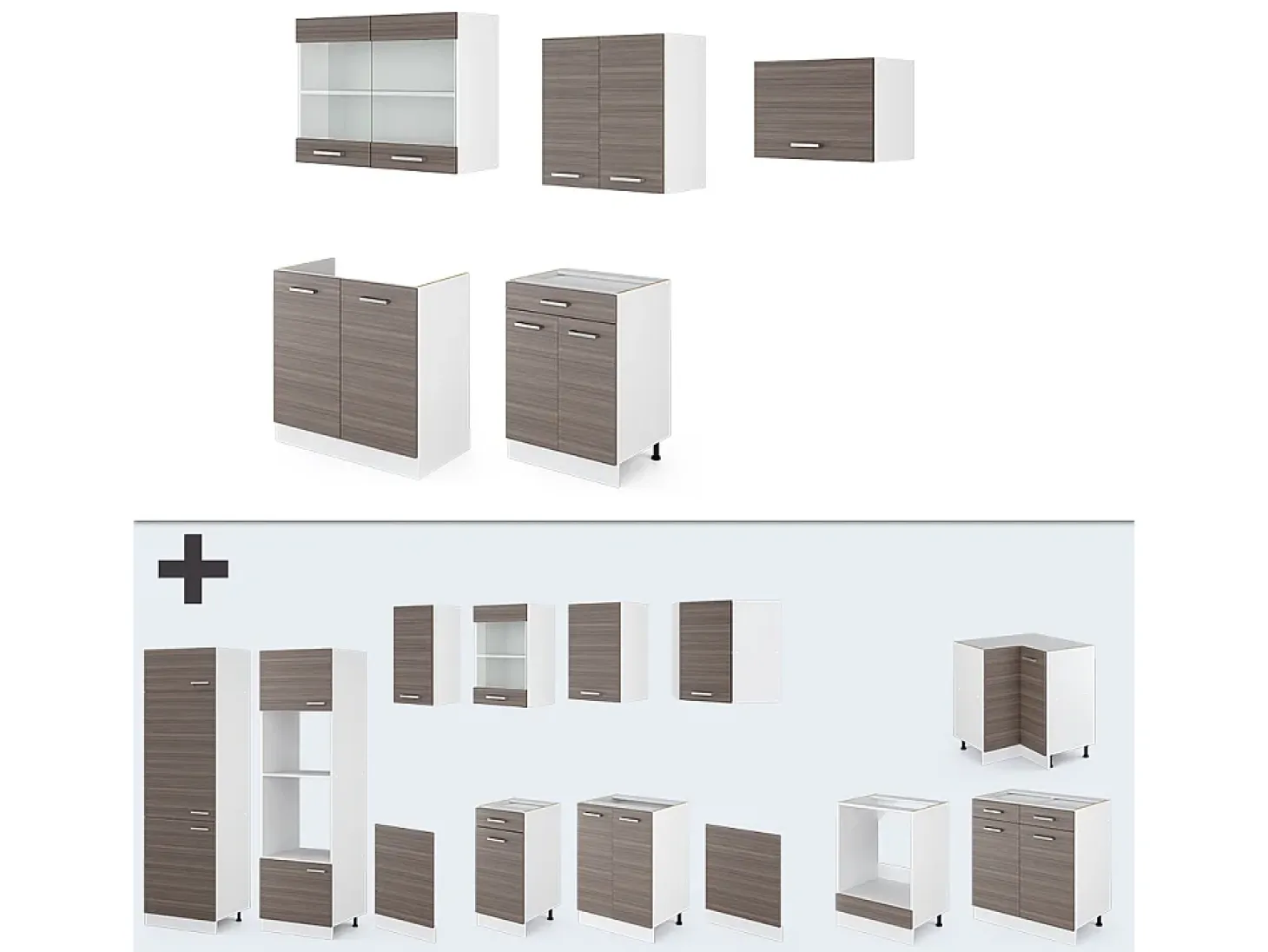Mueble de cocina precioso gris/blanco 200x60x81.6 r-line