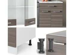 Mueble de cocina precioso gris/blanco 200x60x81.6 r-line