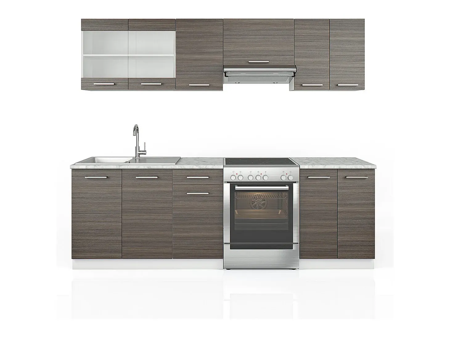 Mueble de cocina precioso gris/blanco 240x60x81.6 raul