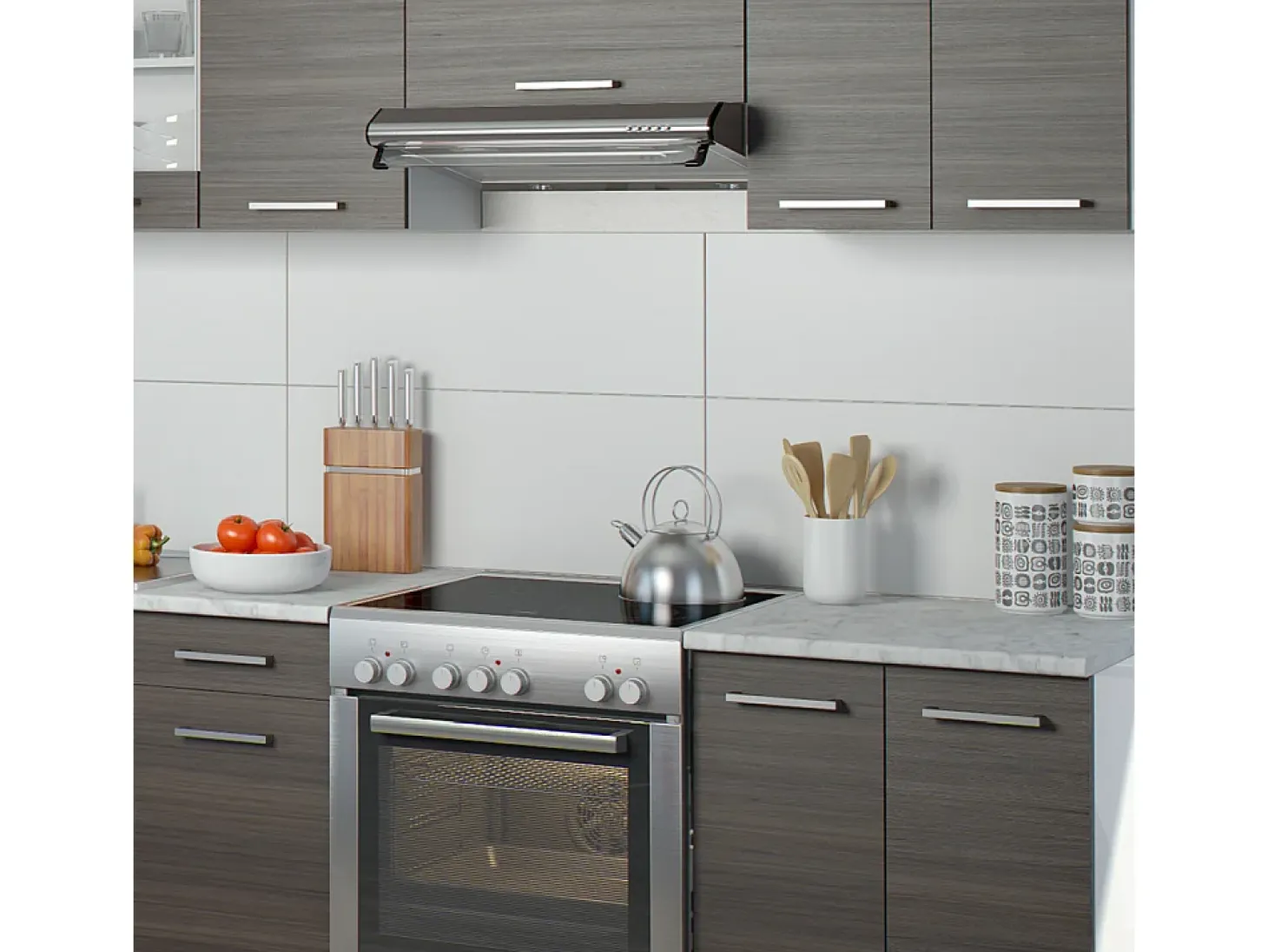 Mueble de cocina precioso gris/blanco 240x60x81.6 raul