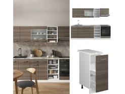 Mueble de cocina precioso gris/blanco 240x60x81.6 r-line