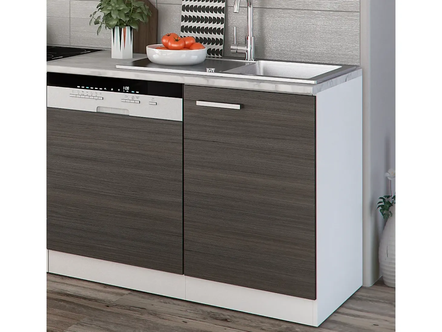 Mueble de cocina precioso gris/blanco 270x57.1x81.6 optima