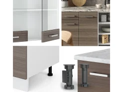 Mueble de cocina precioso gris/blanco 240x46x81.6 r-line