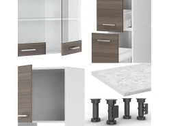Mueble de cocina precioso gris/blanco 350x60x81.6 r-line