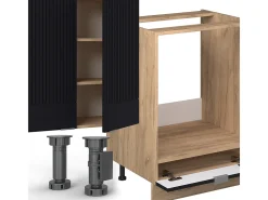 Mueble de cocina rayas negras/roble dorado 300x46x81.6 fame-line