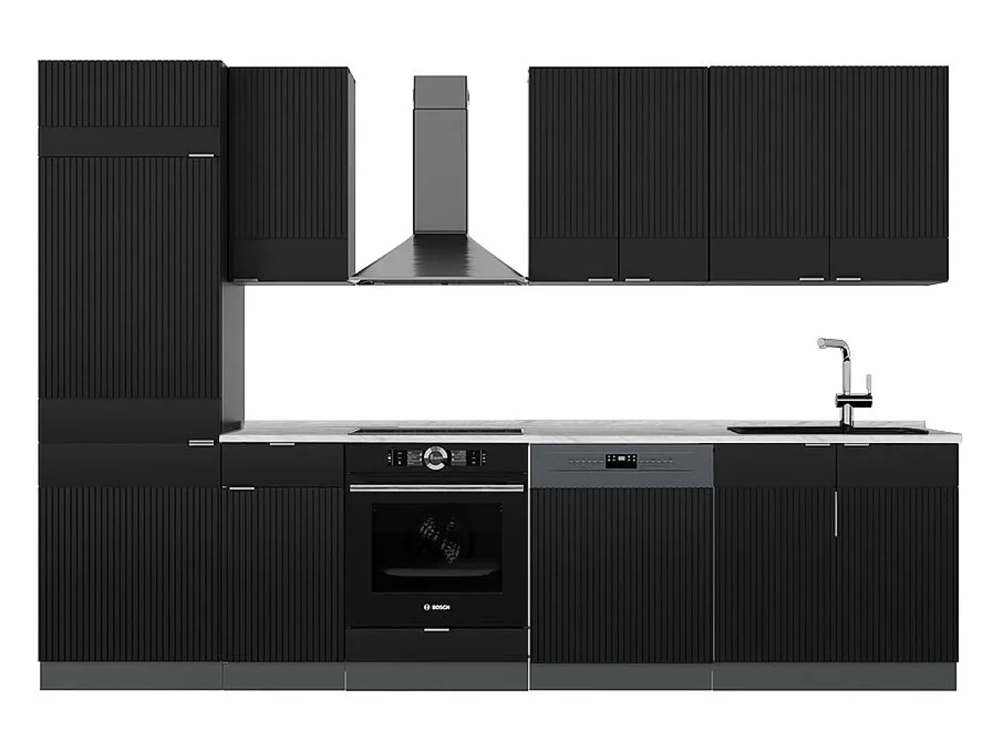 Mueble de cocina rayas negras/antracita 300x60x81.6 fame-line
