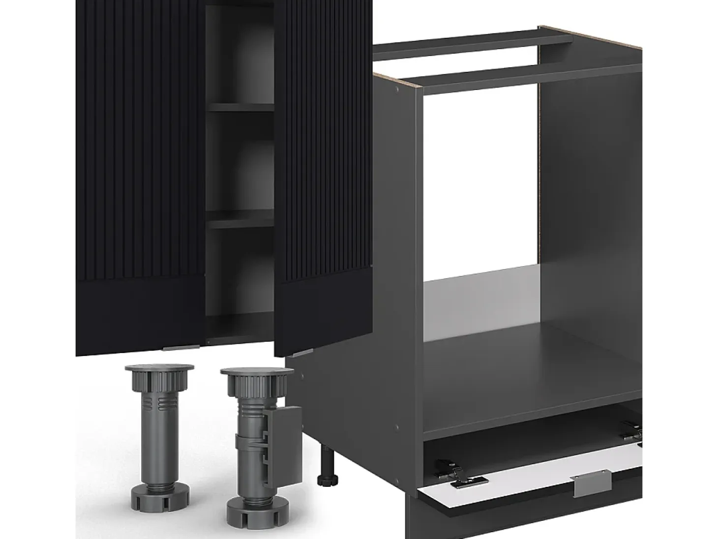 Mueble de cocina rayas negras/antracita 300x60x81.6 fame-line