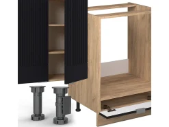 Mueble de cocina rayas negras/roble dorado 355x60x81.6 fame-line