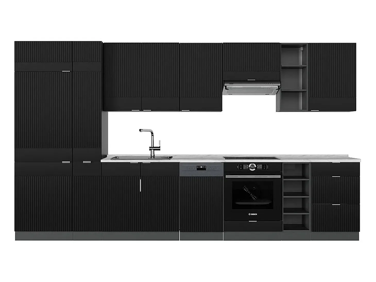 Mueble de cocina rayas negras/antracita 355x46x81.6 fame-line