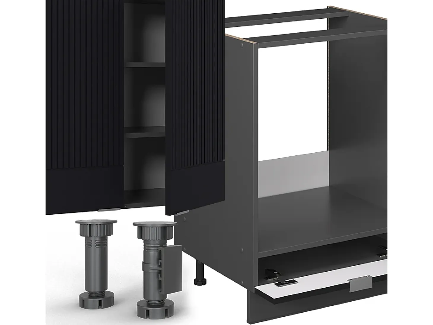 Mueble de cocina rayas negras/antracita 355x46x81.6 fame-line