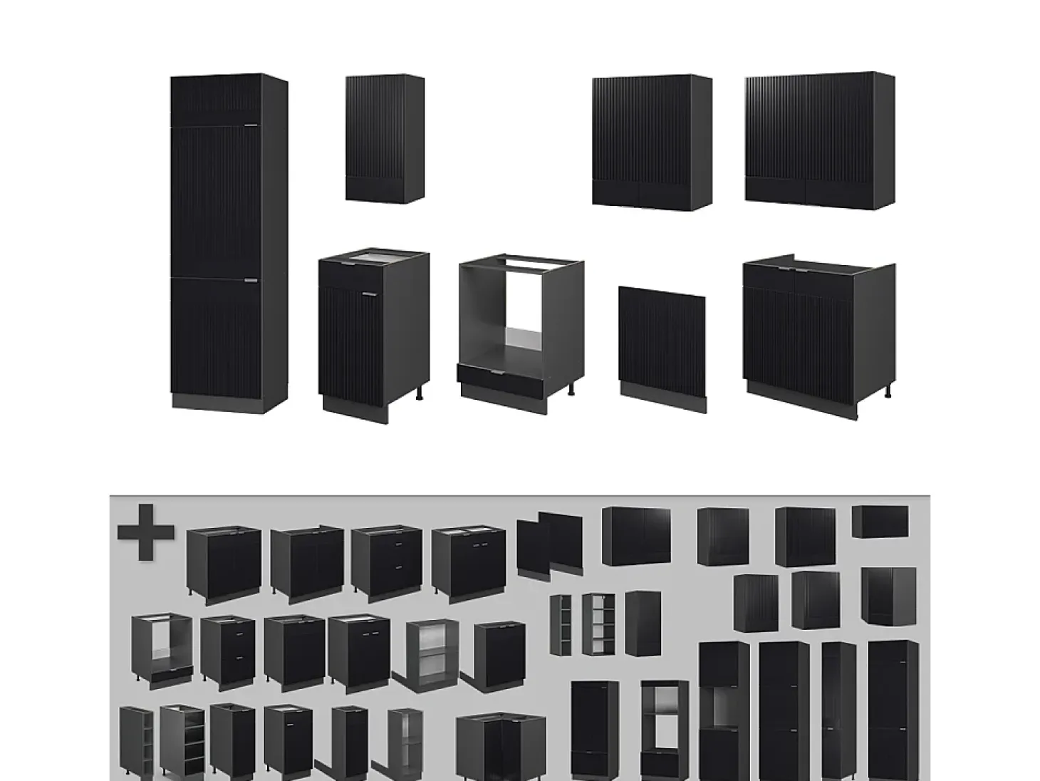 Mueble de cocina rayas negras/antracita 300x60x81.6 fame-line