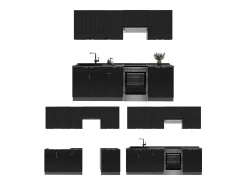 Mueble de cocina rayas negras/antracita 240x60x81.6 fame-line