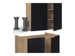 Mueble de cocina rayas negras/roble dorado 240x60x81.6 fame-line