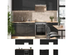 Mueble de cocina rayas negras/roble dorado 240x60x81.6 fame-line