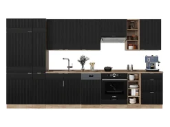 Mueble de cocina rayas negras/roble dorado 355x46x81.6 fame-line