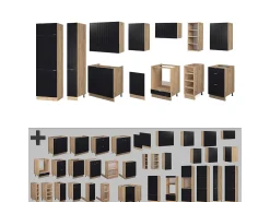 Mueble de cocina rayas negras/roble dorado 355x46x81.6 fame-line