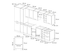 Mueble de cocina rayas negras/antracita 355x60x81.6 fame-line