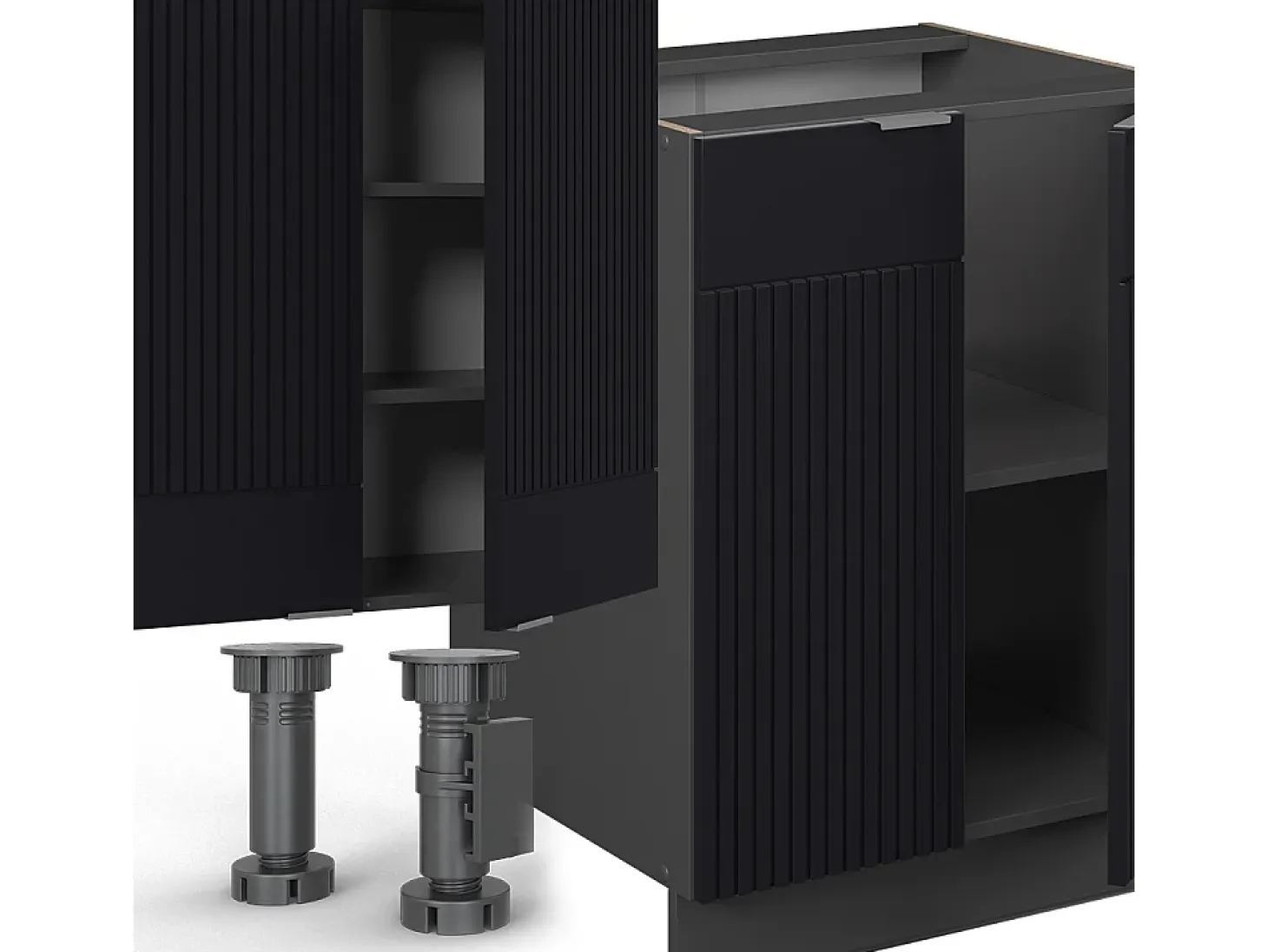 Mueble de cocina rayas negras/antracita 300x46x81.6 fame-line