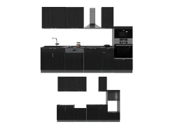 Mueble de cocina rayas negras/antracita 300x46x81.6 fame-line