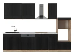 Mueble de cocina rayas negras/roble dorado 300x60x81.6 fame-line