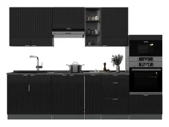 Mueble de cocina rayas negras/antracita 280x60x81.6 fame-line